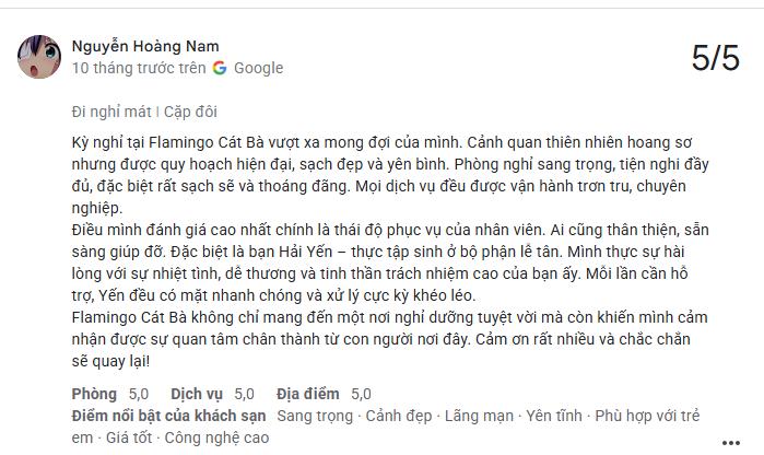 Đánh giá thực tế trải nghiệm về Flamingo Cát Bà 10 2 1