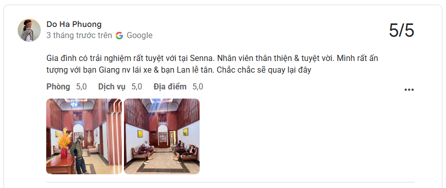 Bài đánh giá thực tế từ Google Maps về Senna Bắc Ninh năm 2026 55 danh-gia