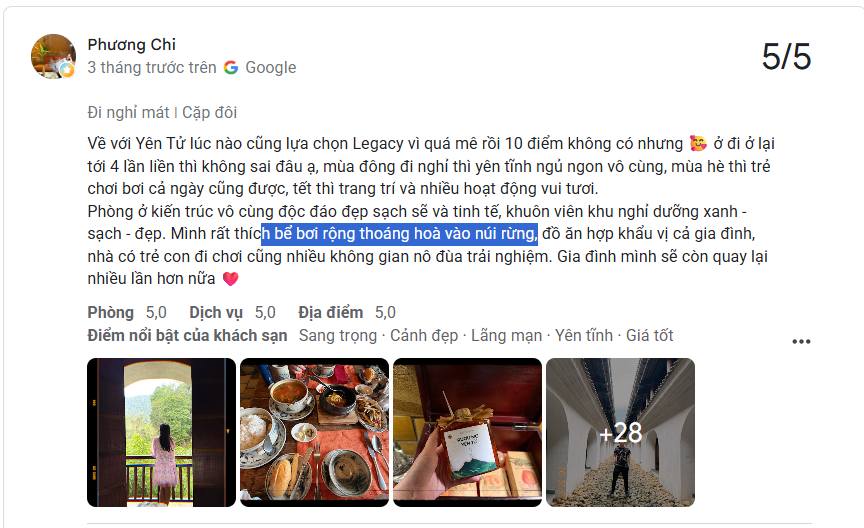 Bài đánh giá thực tế từ Google Maps về Legacy Yên Tử năm 2026 34 danh gia 3
