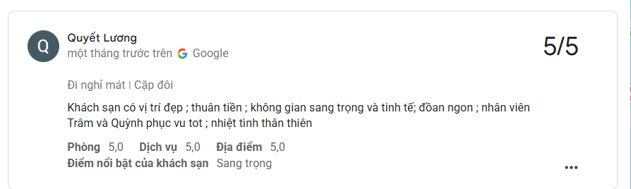 Bài đánh giá về trải nghiệm nghỉ dưỡng tại Dream Dragon Resort trên Google Maps 2026 17 danh gia cua khach hang 1