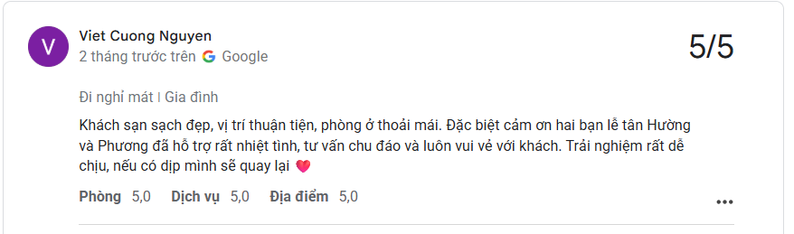 Bài đánh giá về trải nghiệm nghỉ dưỡng tại Dream Dragon Resort trên Google Maps 2026 18 danh-gia-cua-khach-hang